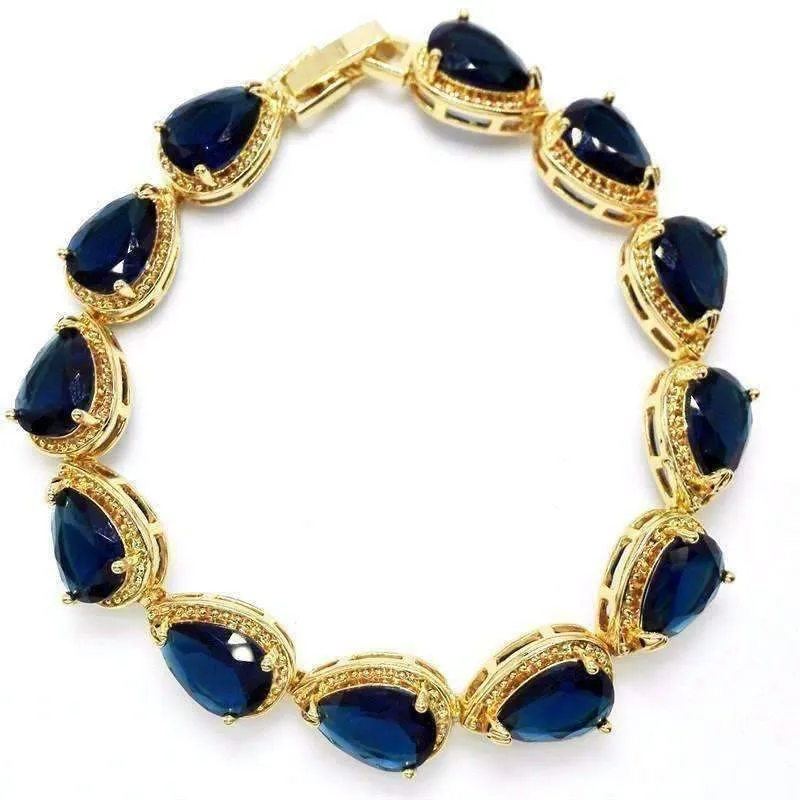 Graceful Water Drop CZ 18K Yellow Gold Plated Bracelet for Women