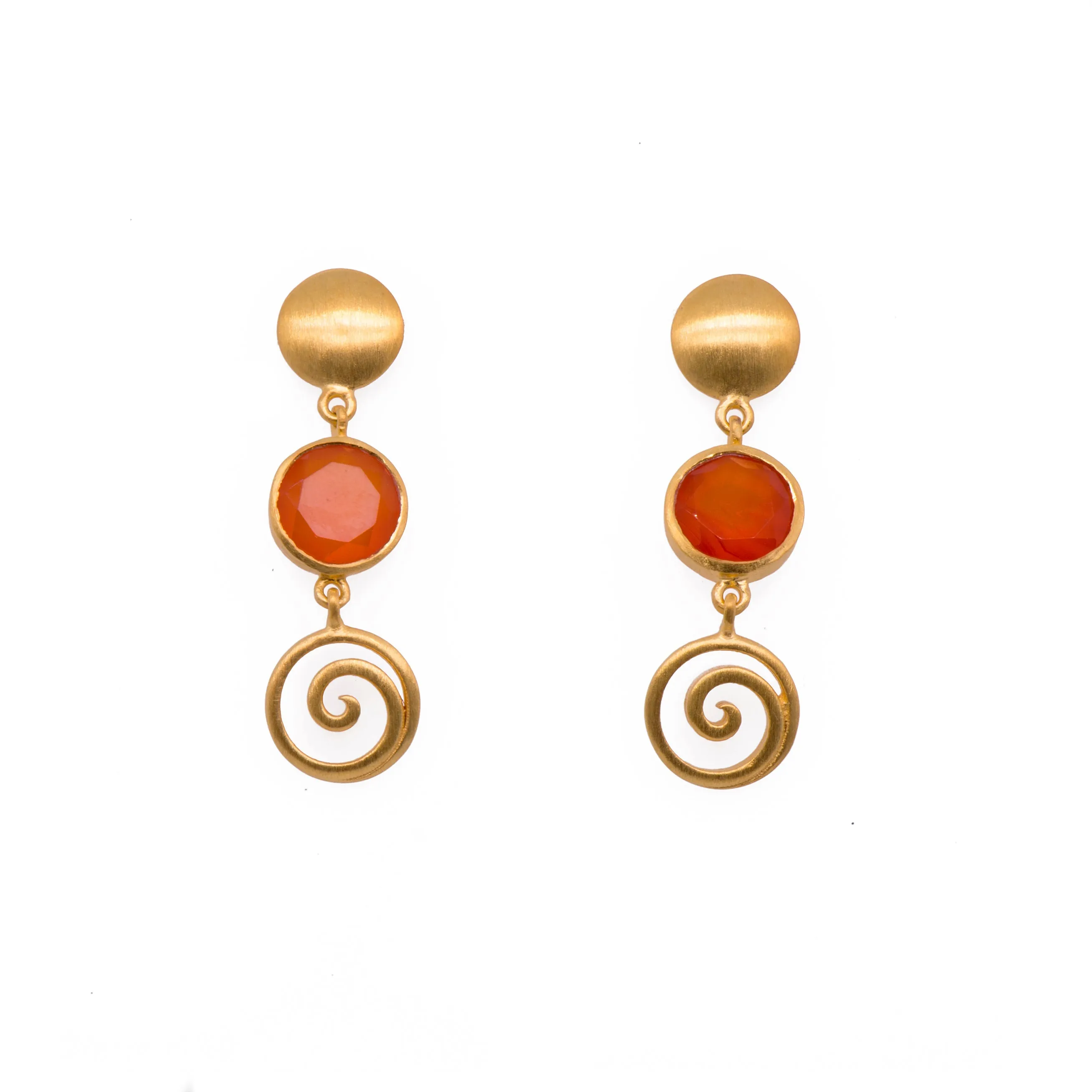 Gratitude Swirl And Moon Earrings 24K Gold Vermeil