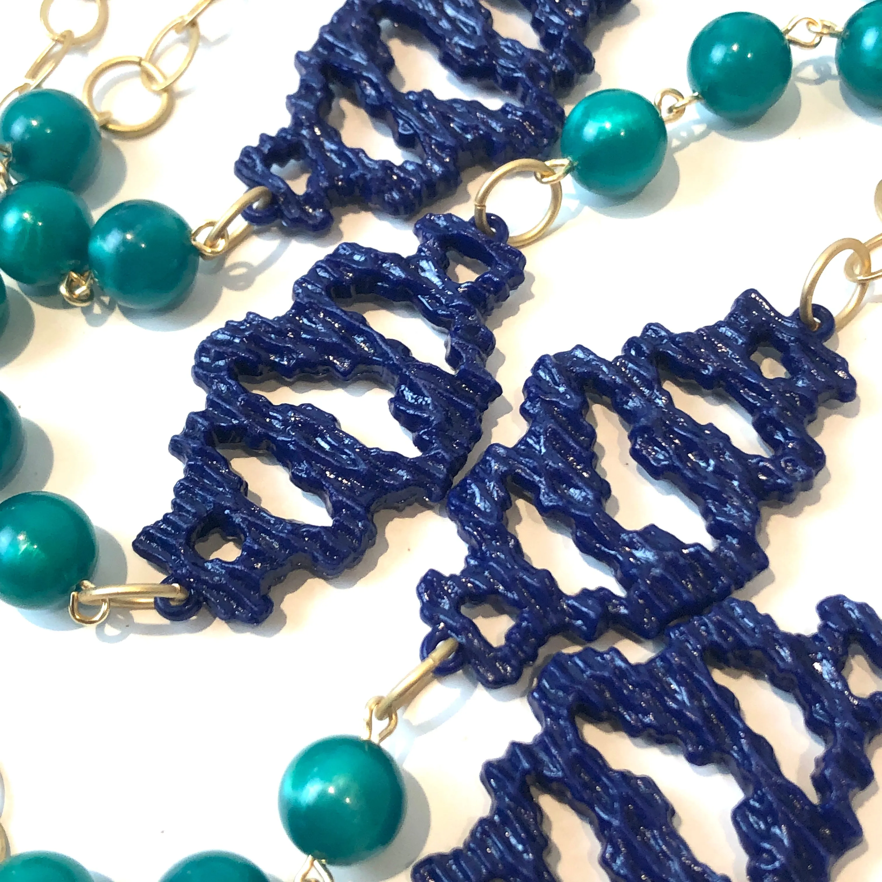 Grecian Reef Blue & Gold Rope Necklace