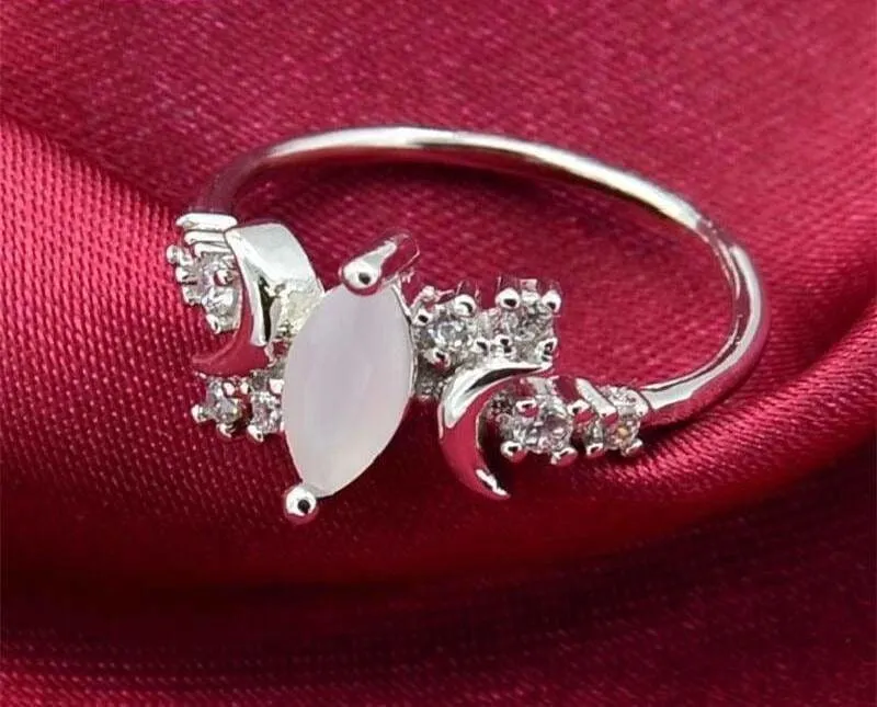 Half Moonstone Goddess Ring