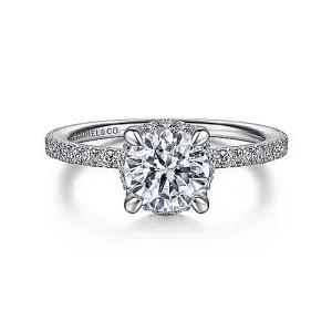 Hart - 14K White Gold Hidden Halo Round Diamond Engagement Ring