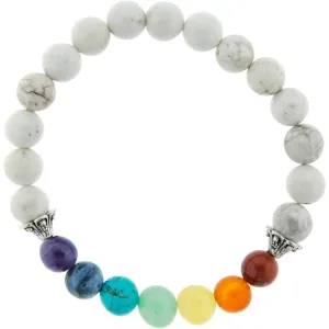 Howlite Seven Chakra 8mm Bead Gemstone Bracelet