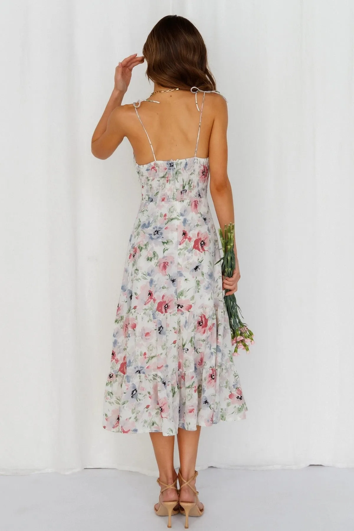 Hulda Floral Smocked Asymm Maxi Dress