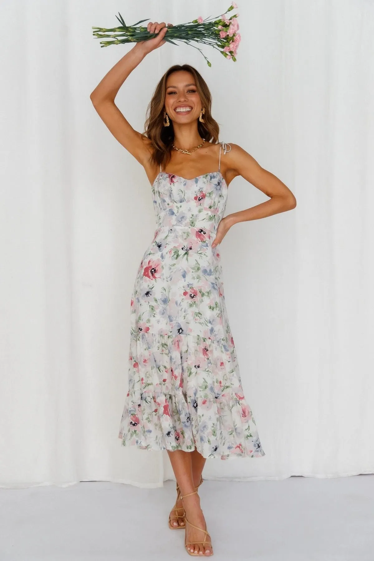 Hulda Floral Smocked Asymm Maxi Dress