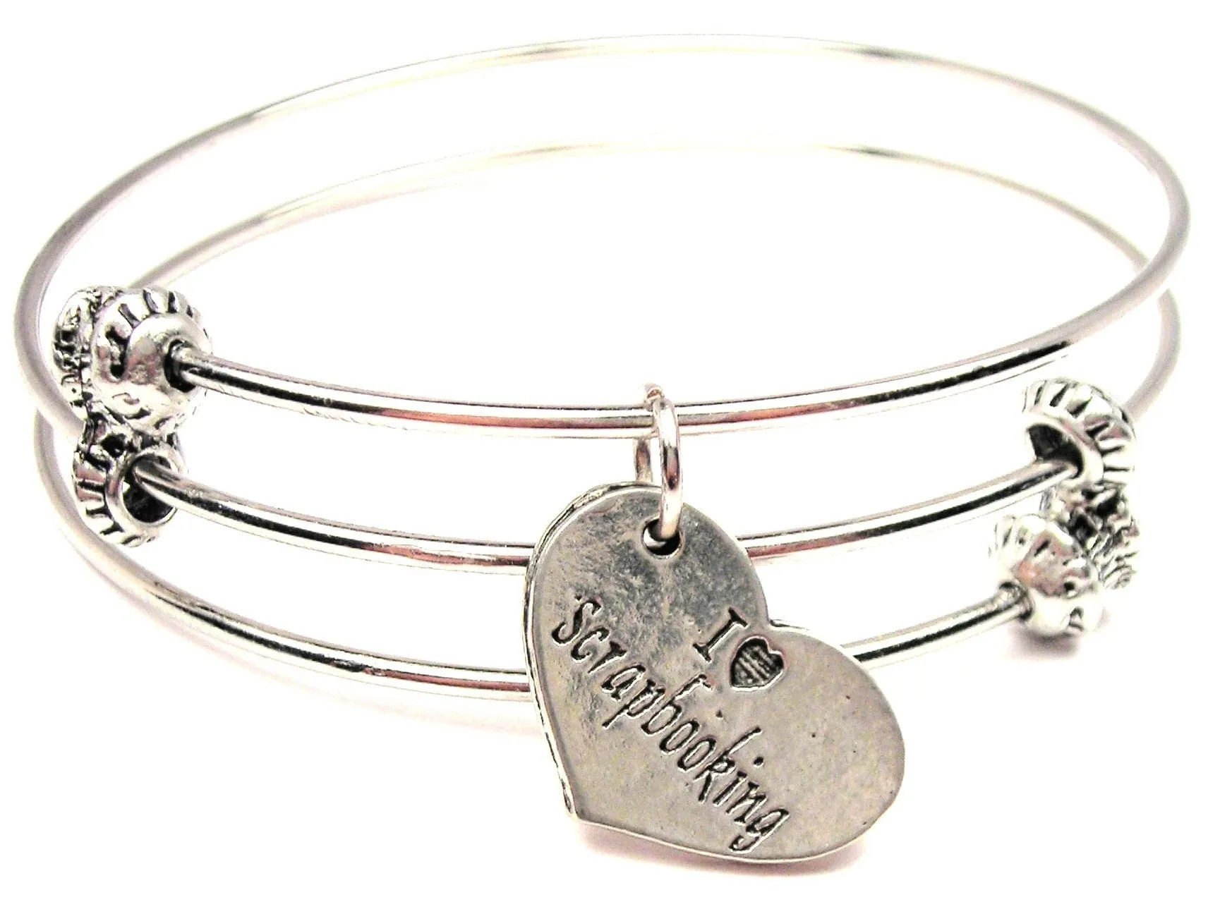 I Love Scrapbooking Triple Style Expandable Bangle Bracelet