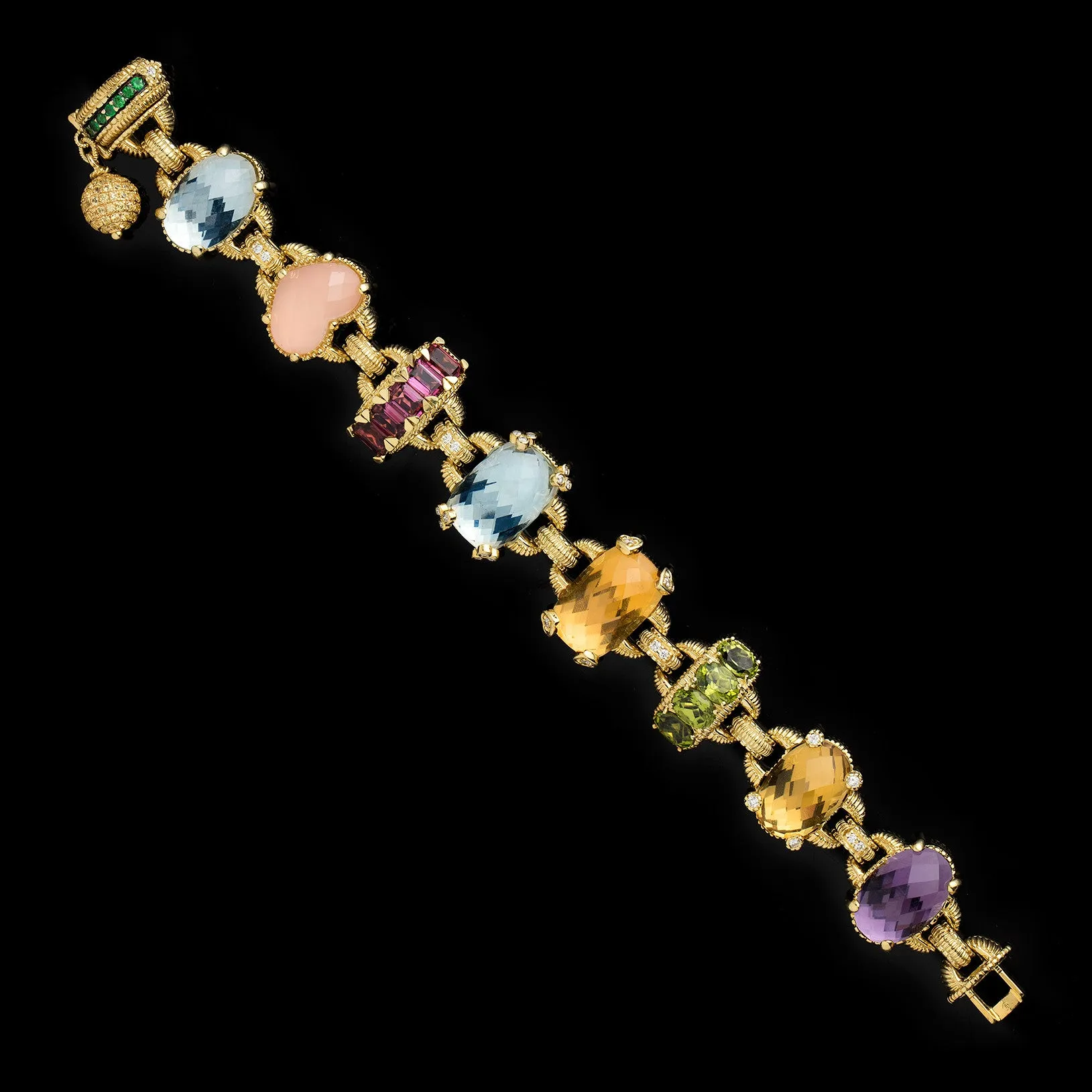 Judith Ripka Ambrosia Multi-Colored Gemstones Diamond Gold Bracelet