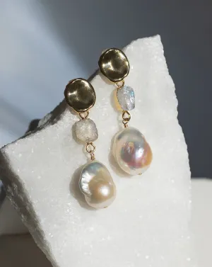 June | Moonstone Birthstones x Pearls Earrings