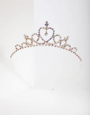 Kids Rose Gold Diamante Tiara Headband