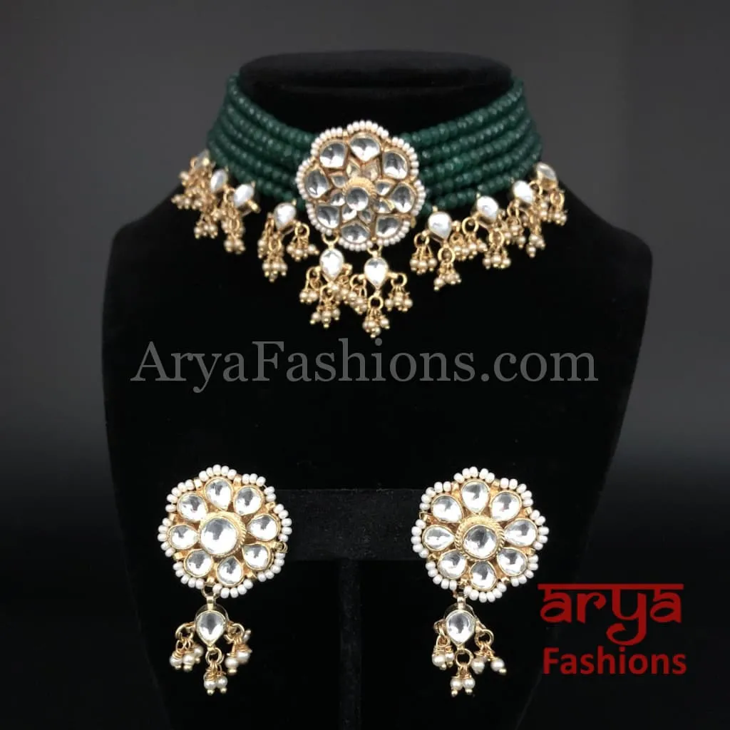 Kundan Choker with Emerald beads