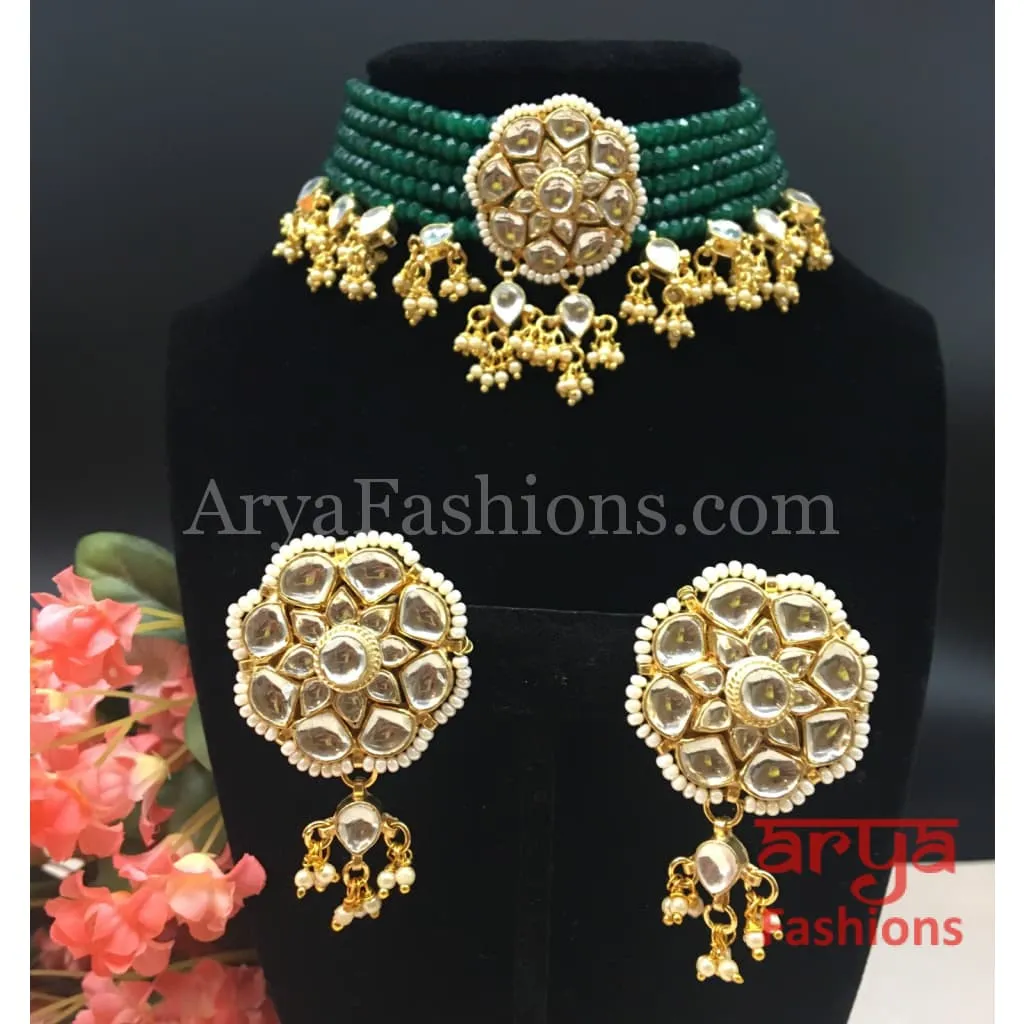 Kundan Choker with Emerald beads