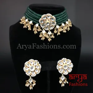 Kundan Choker with Emerald beads