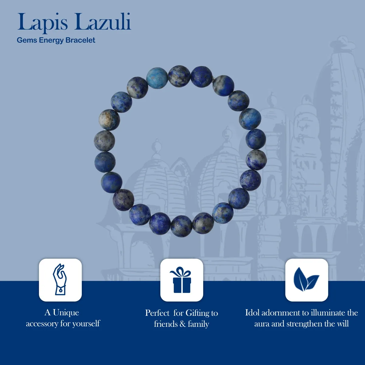 Lapis Lazuli Bracelet - 2.5 Inches | Lapis Stone Bracelet/ Crystal Bracelet for Men & Women