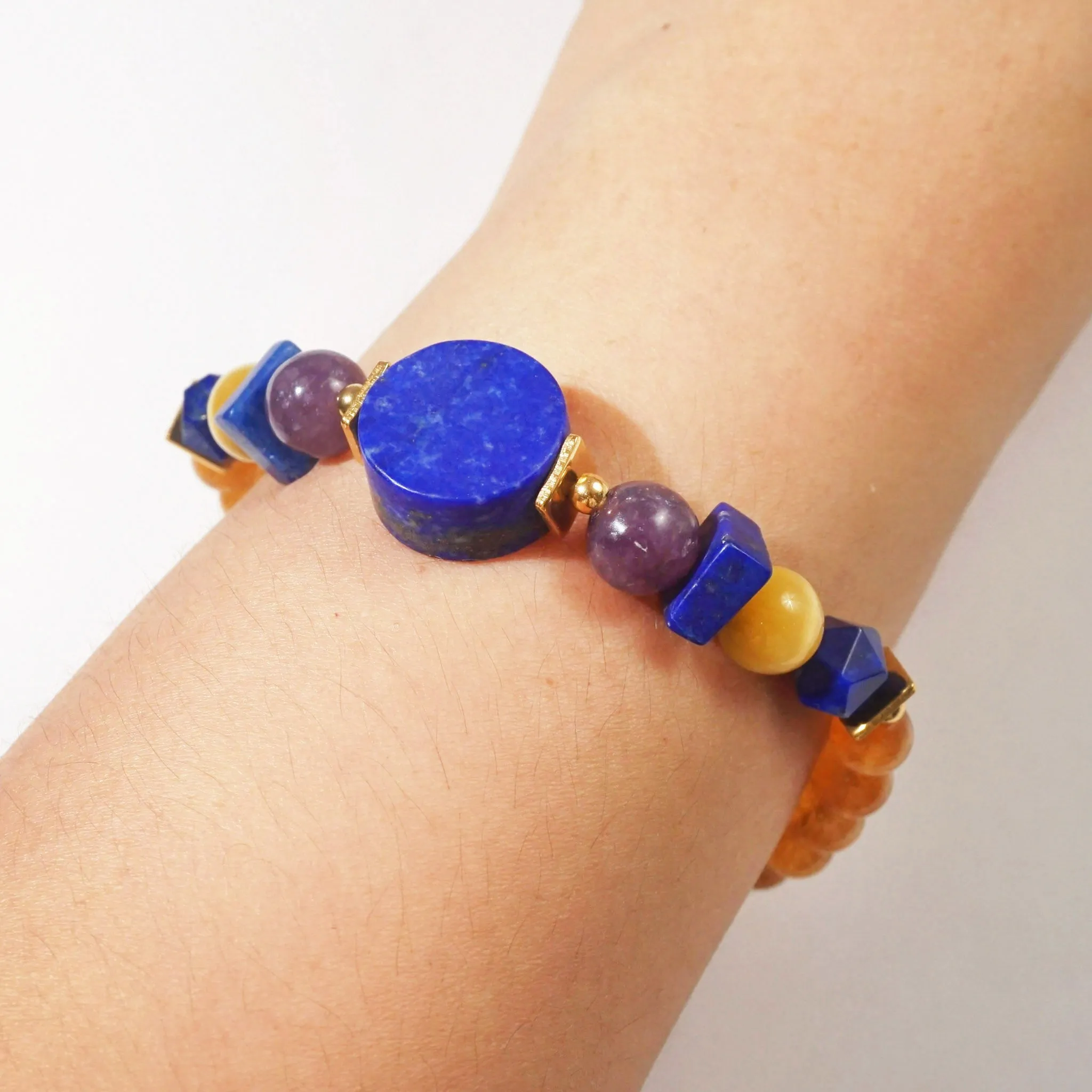 Lapis Lazuli, Charoite, Yellow Tiger Eye and Citrine