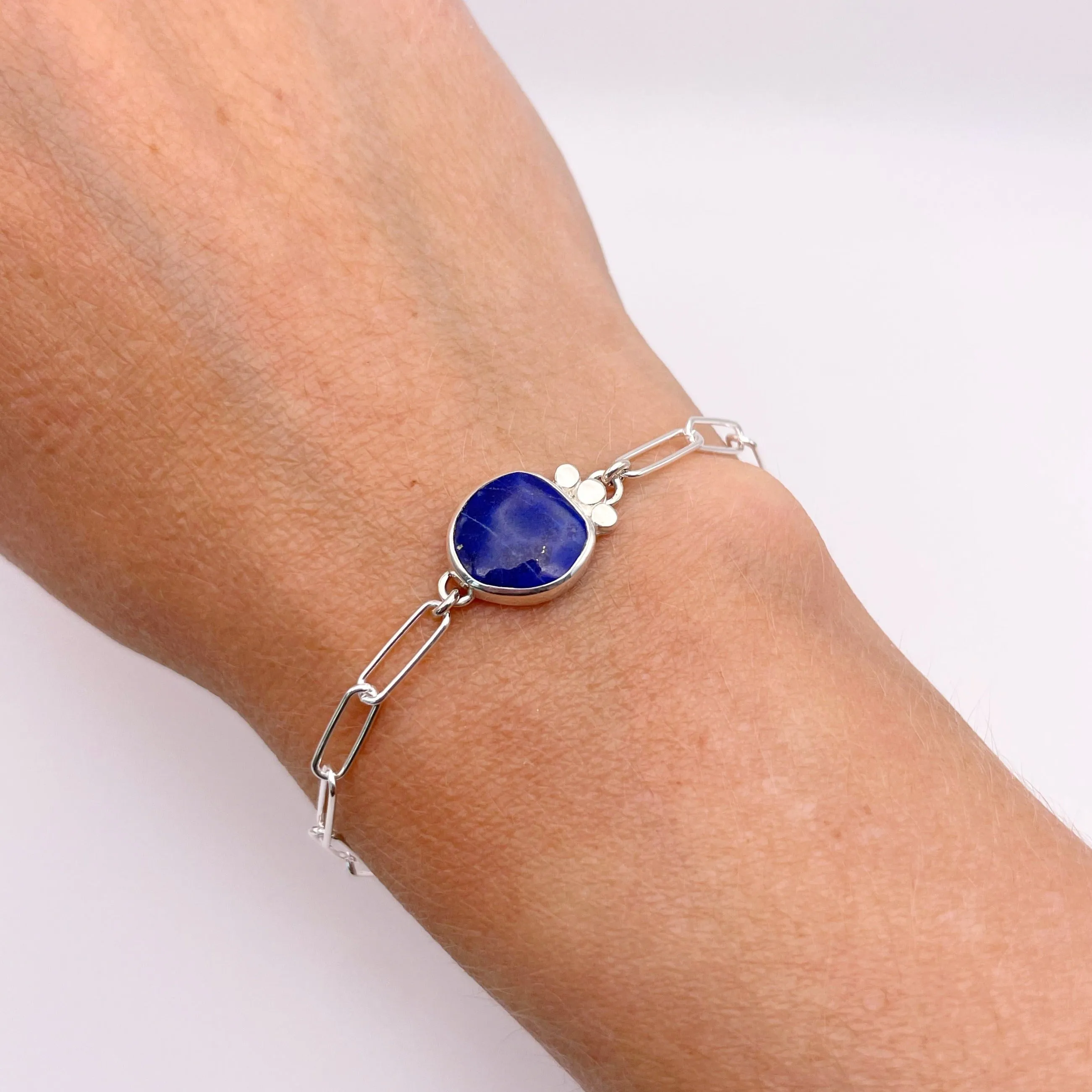 Lapis Lazuli Paperclip Bracelet No. 02