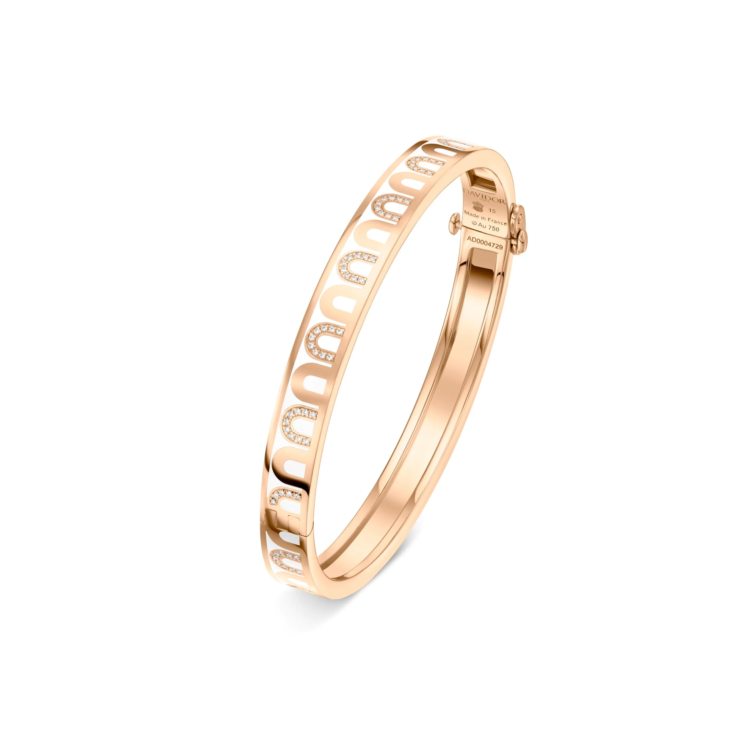 L'Arc de DAVIDOR Bangle PM, 18k Rose Gold with Lacquered Ceramic and Colonnato Diamonds