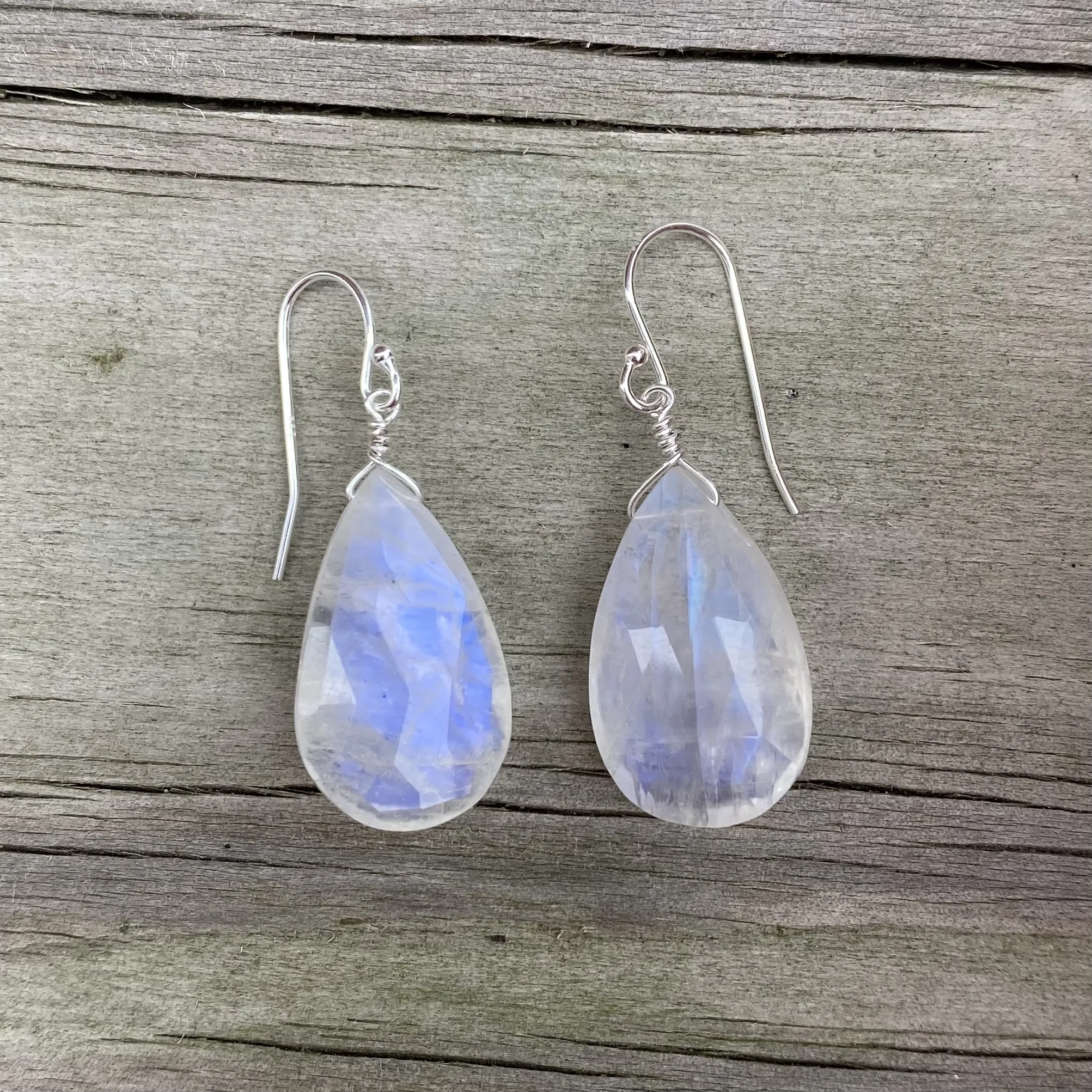 Large Pear Shaped Moonstone Earrings