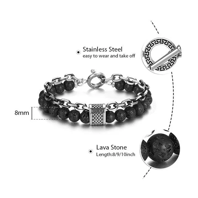 Lava stone chained bracelet