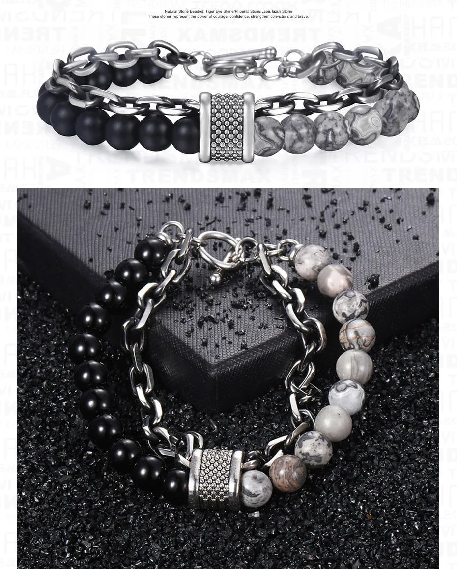 Lava stone chained bracelet