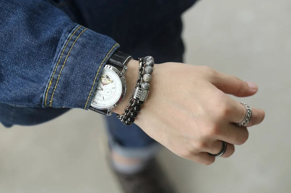 Lava stone chained bracelet