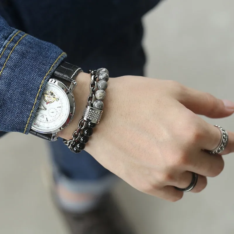 Lava stone chained bracelet