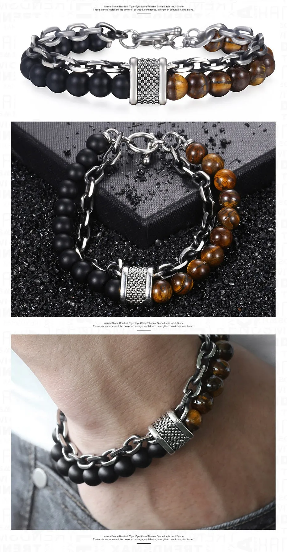 Lava stone chained bracelet