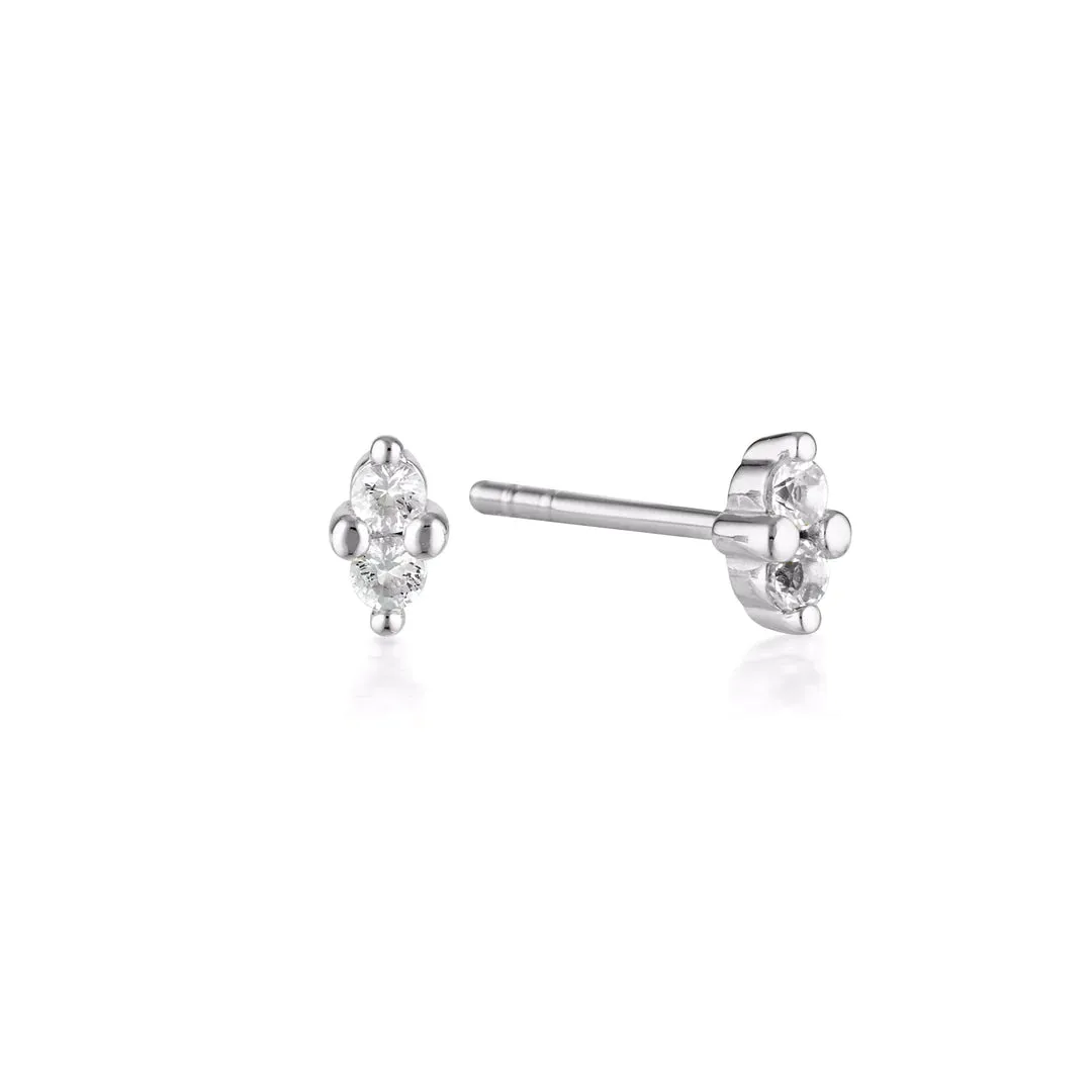 LINDA TAHIJA Birthstone Stud WHITE TOPAZ SILVER