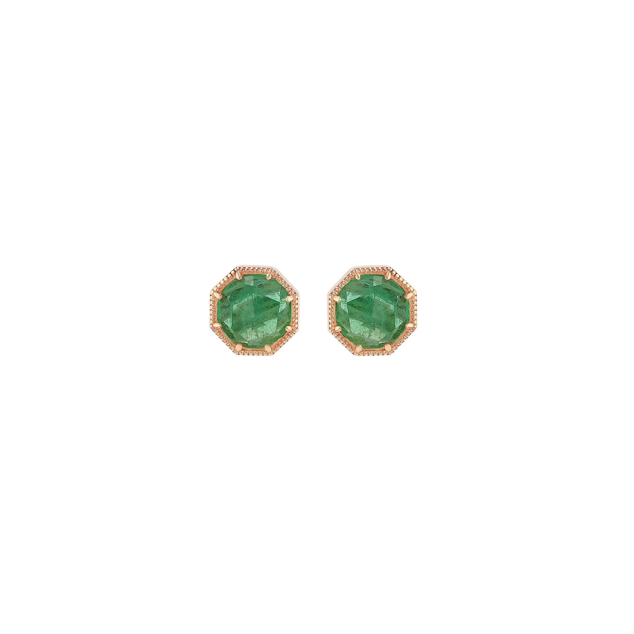 Maman Crown Bezel Emerald Earrings