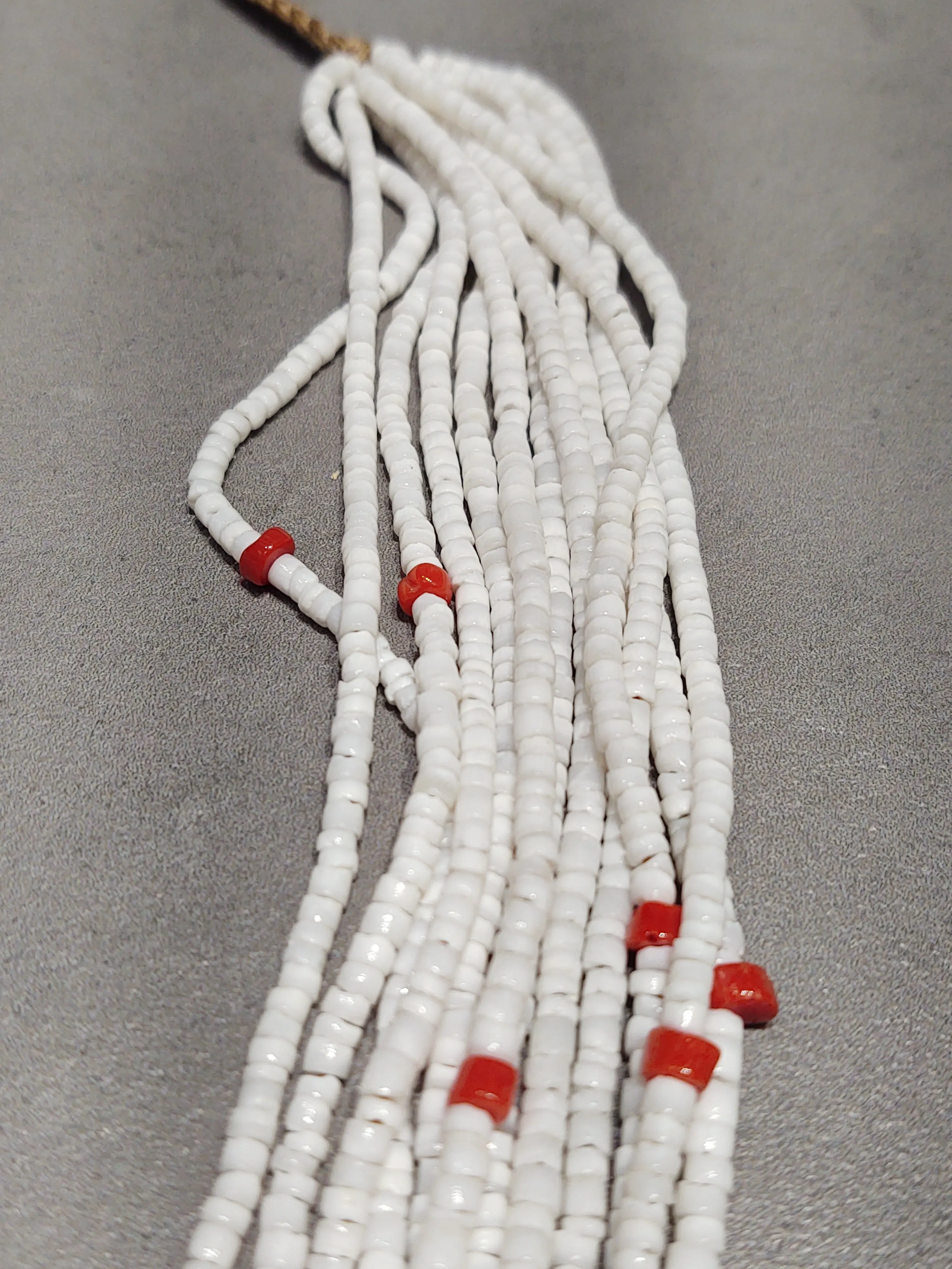 Marilyn Moquino Kewa Coral White Clam 12-Strand Necklace - Handmade Native American