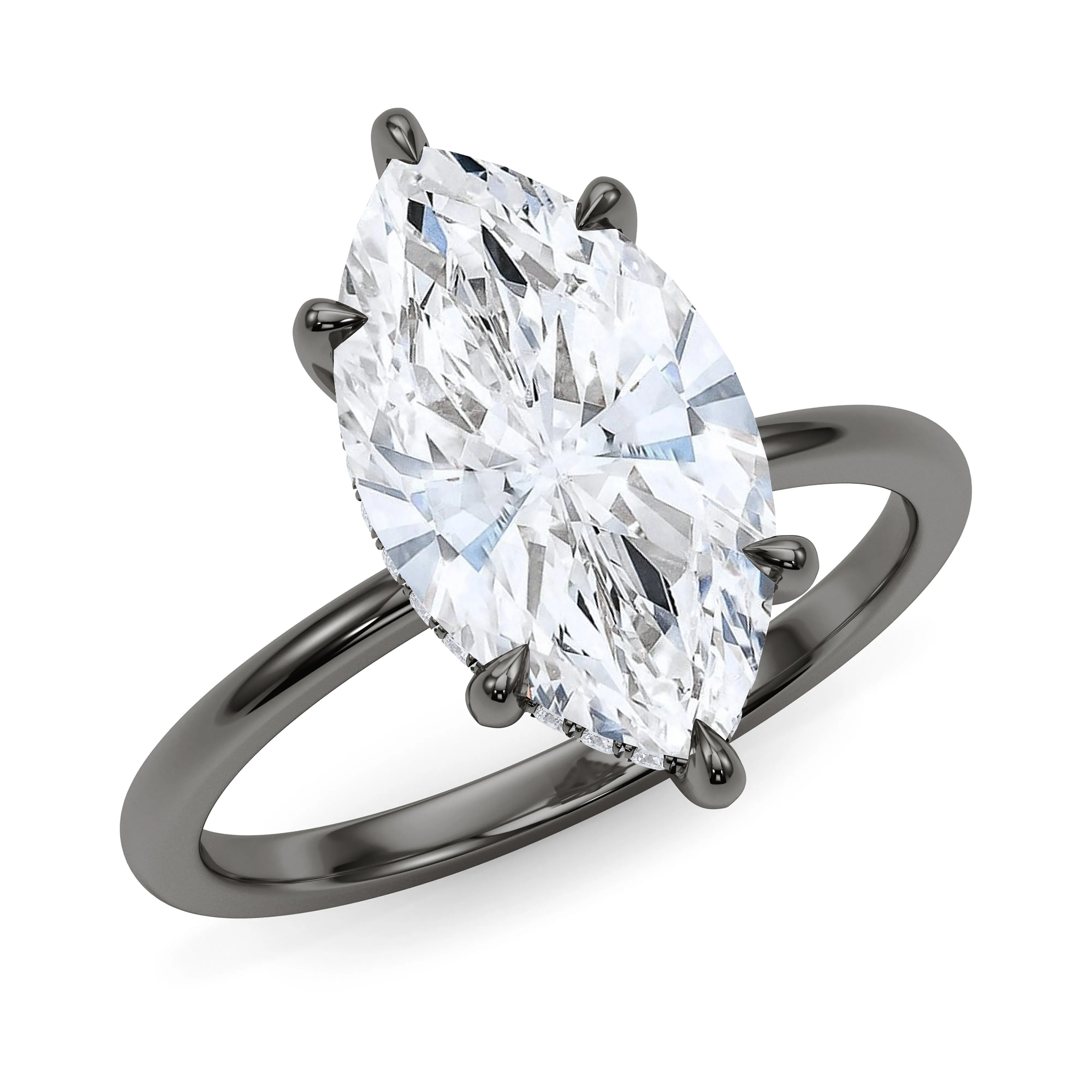 Marquise Cut Hidden Halo Diamond Ring