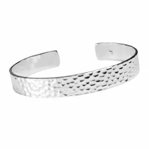 Men's 10mm Handmade 925 Sterling Silver Hammered Bangle