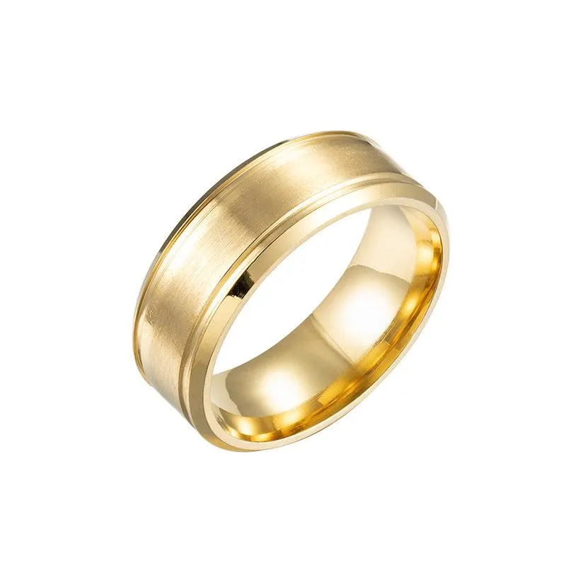 Men's Wedding Rings: Sleek Black, Silver, and Gold Bands, 8MM Width