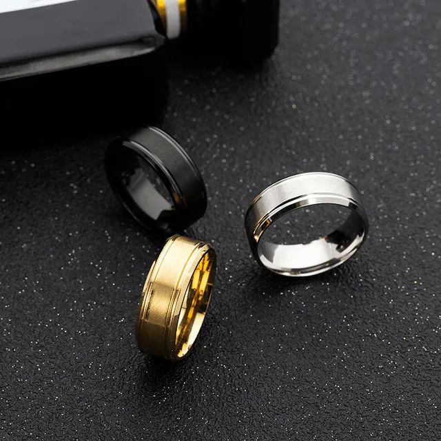 Men's Wedding Rings: Sleek Black, Silver, and Gold Bands, 8MM Width