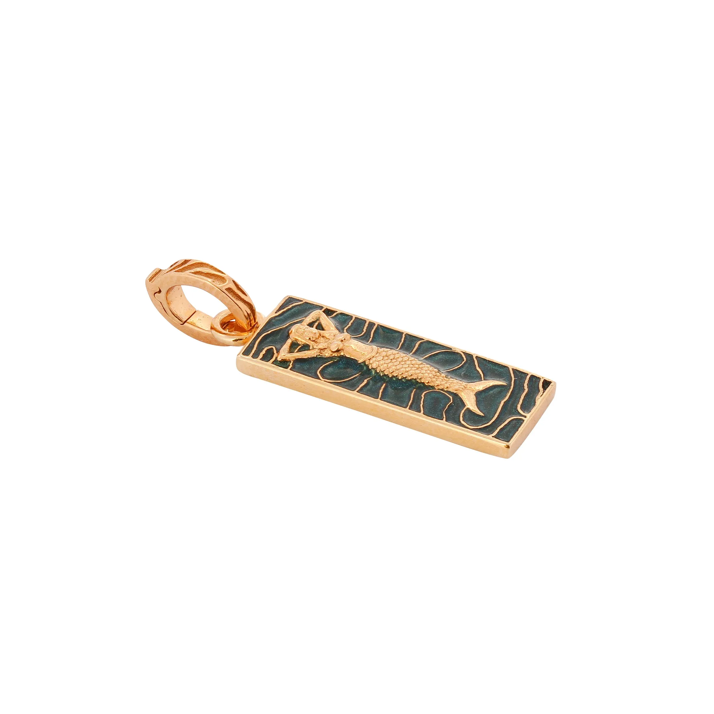 Mermaid Enamel Charm, Gold Vermeil