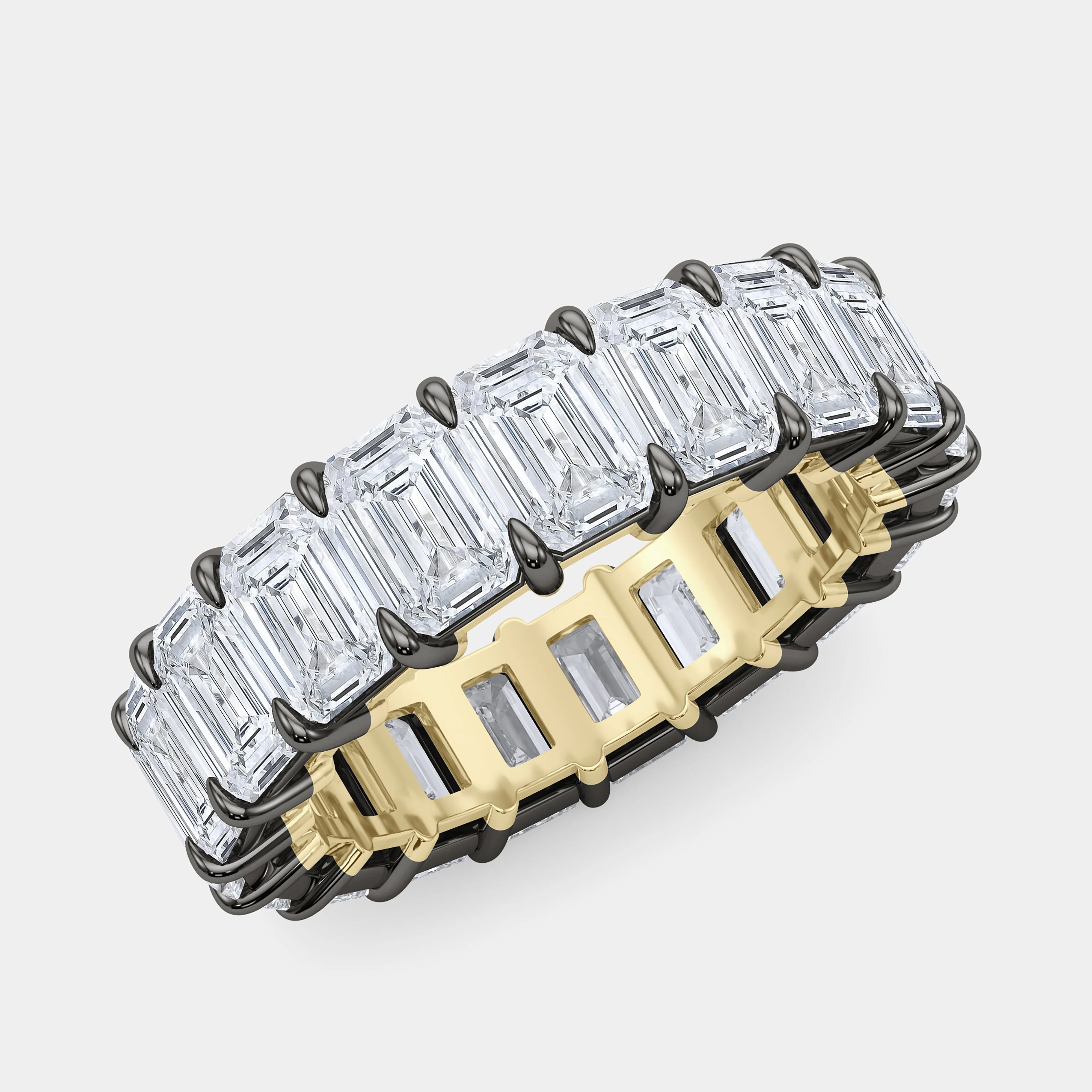 Mixed Metals Emerald Diamond Eternity Ring