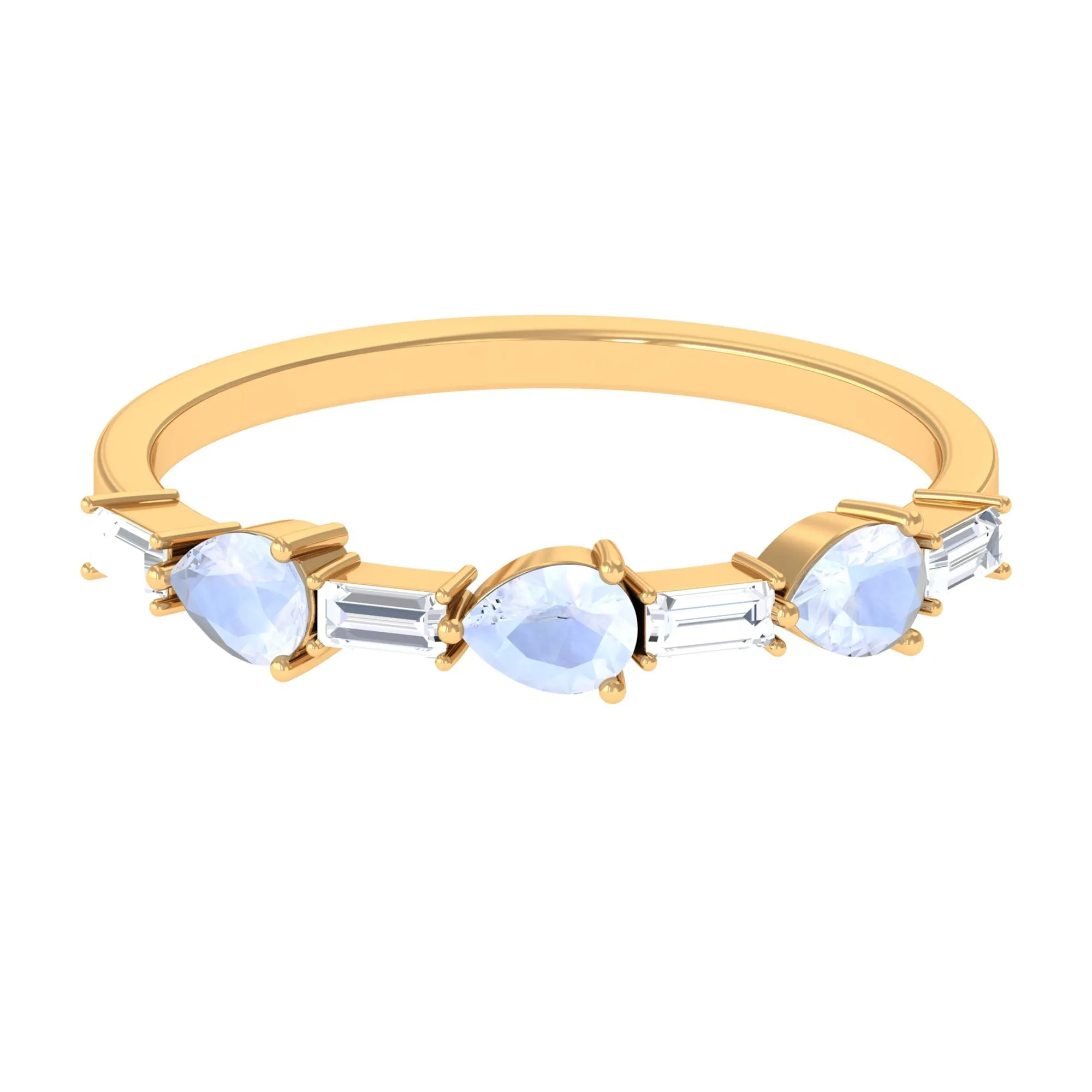 Moonstone and Diamond East West Half Eternity Ring