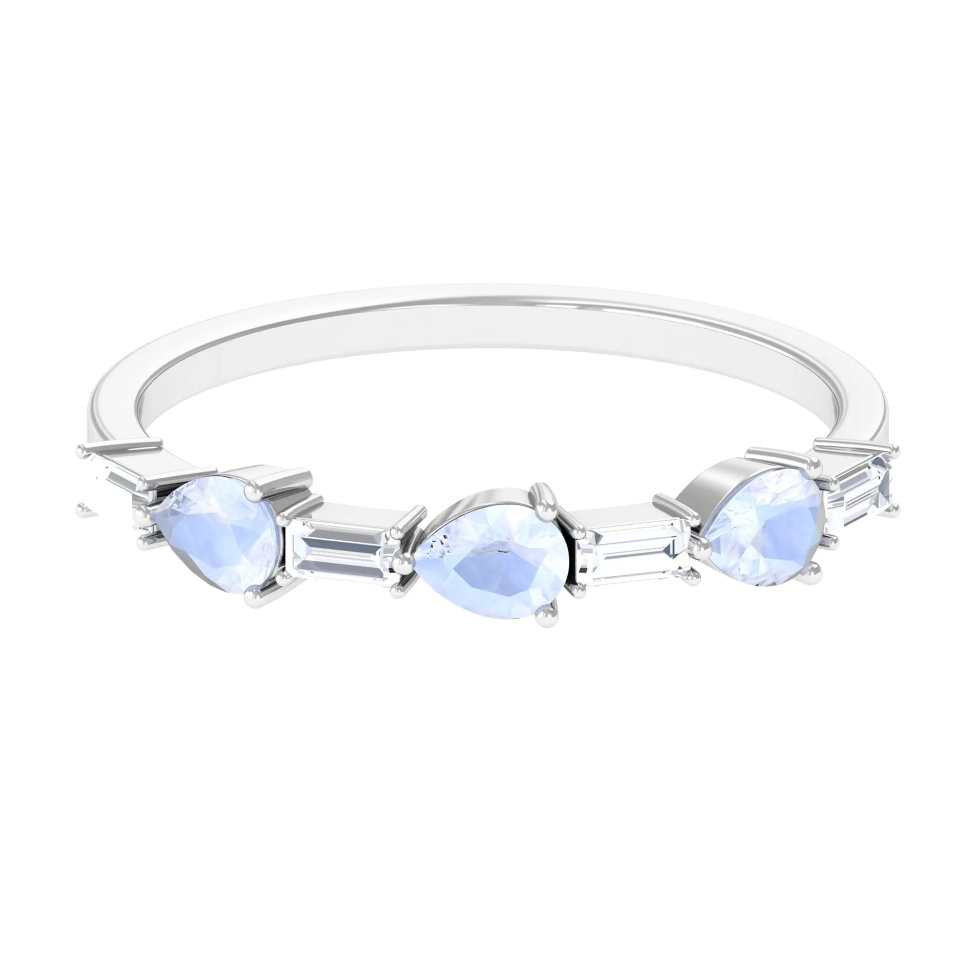 Moonstone and Diamond East West Half Eternity Ring