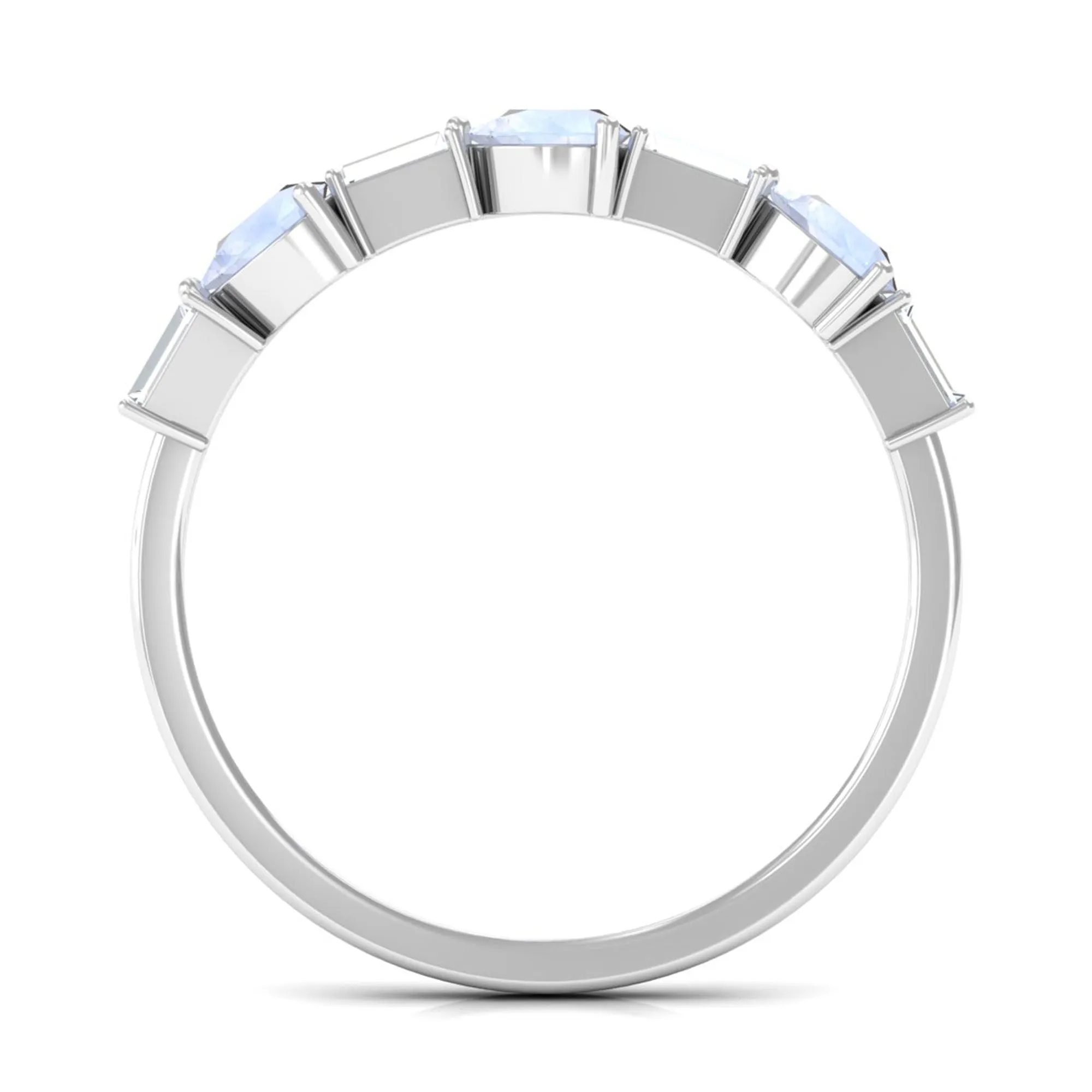 Moonstone and Diamond East West Half Eternity Ring