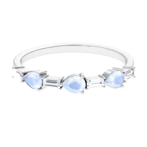 Moonstone and Diamond East West Half Eternity Ring