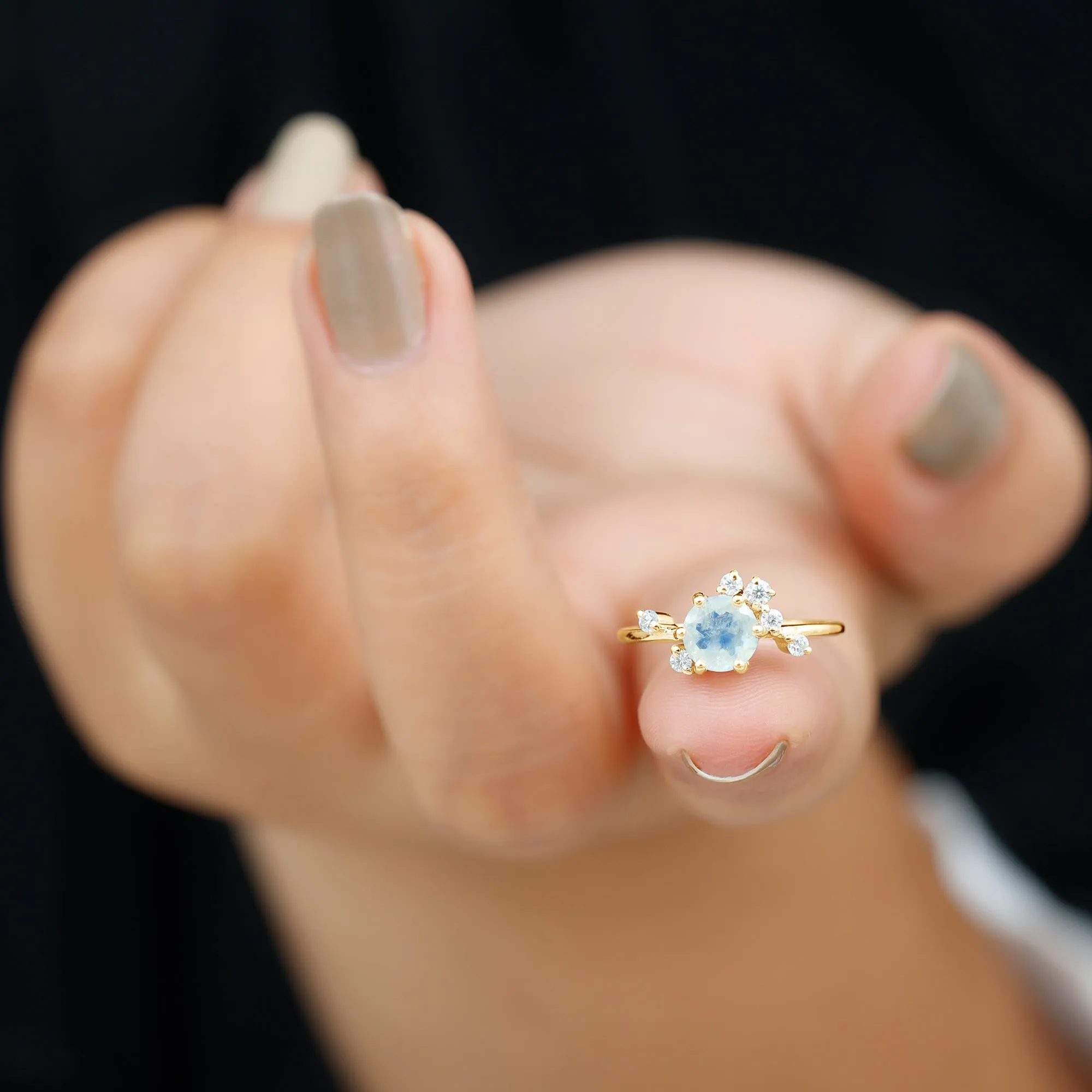 Moonstone and Diamond Scatter Promise Ring