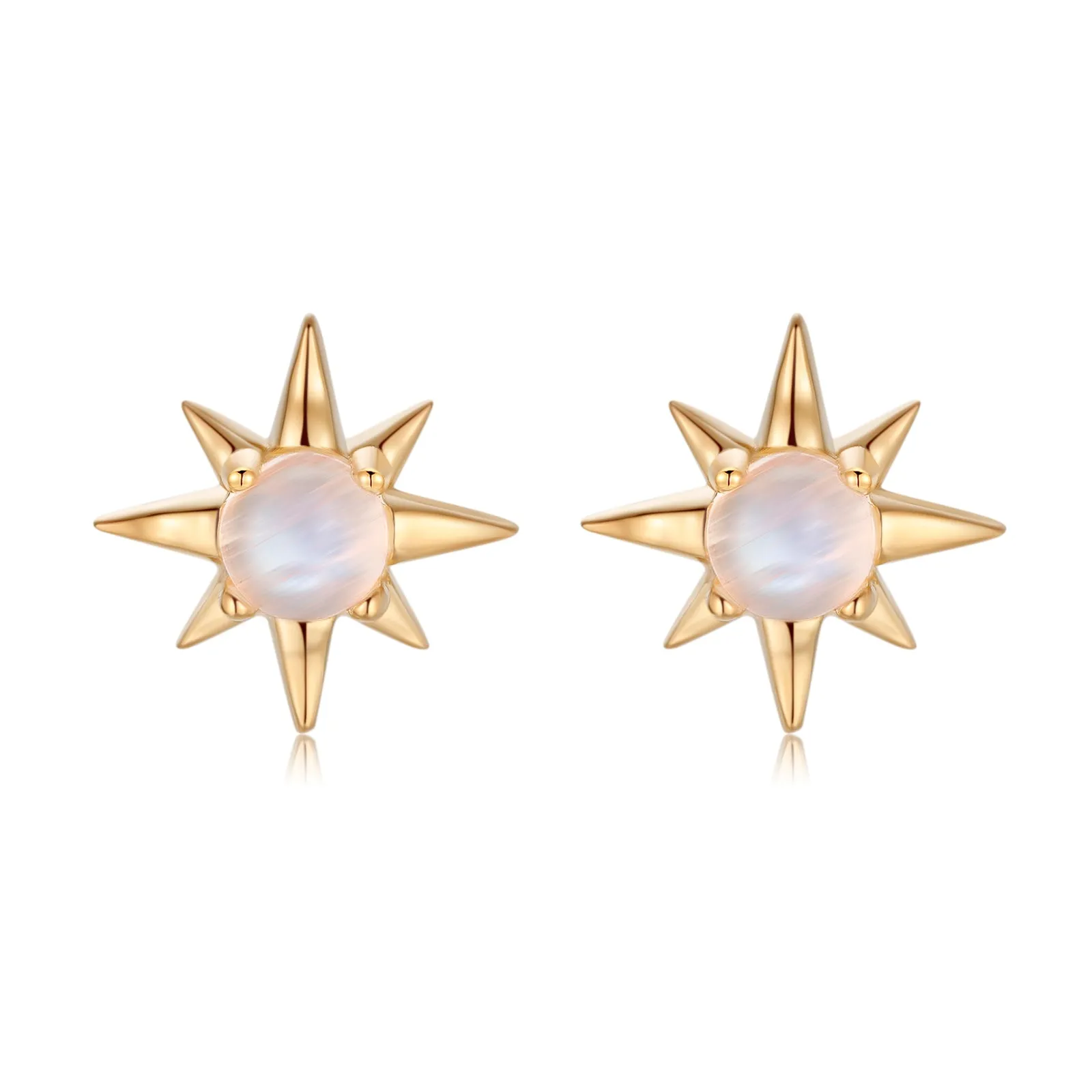 Moonstone Gold Star Stud Earrings