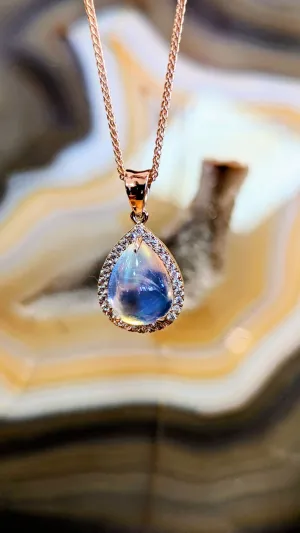 Moonstone Halo Pendant