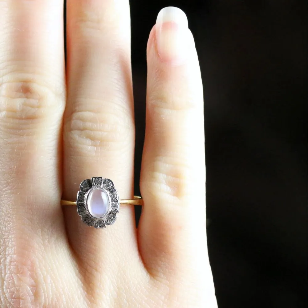 Moonstone Paste Ring Silver Gold