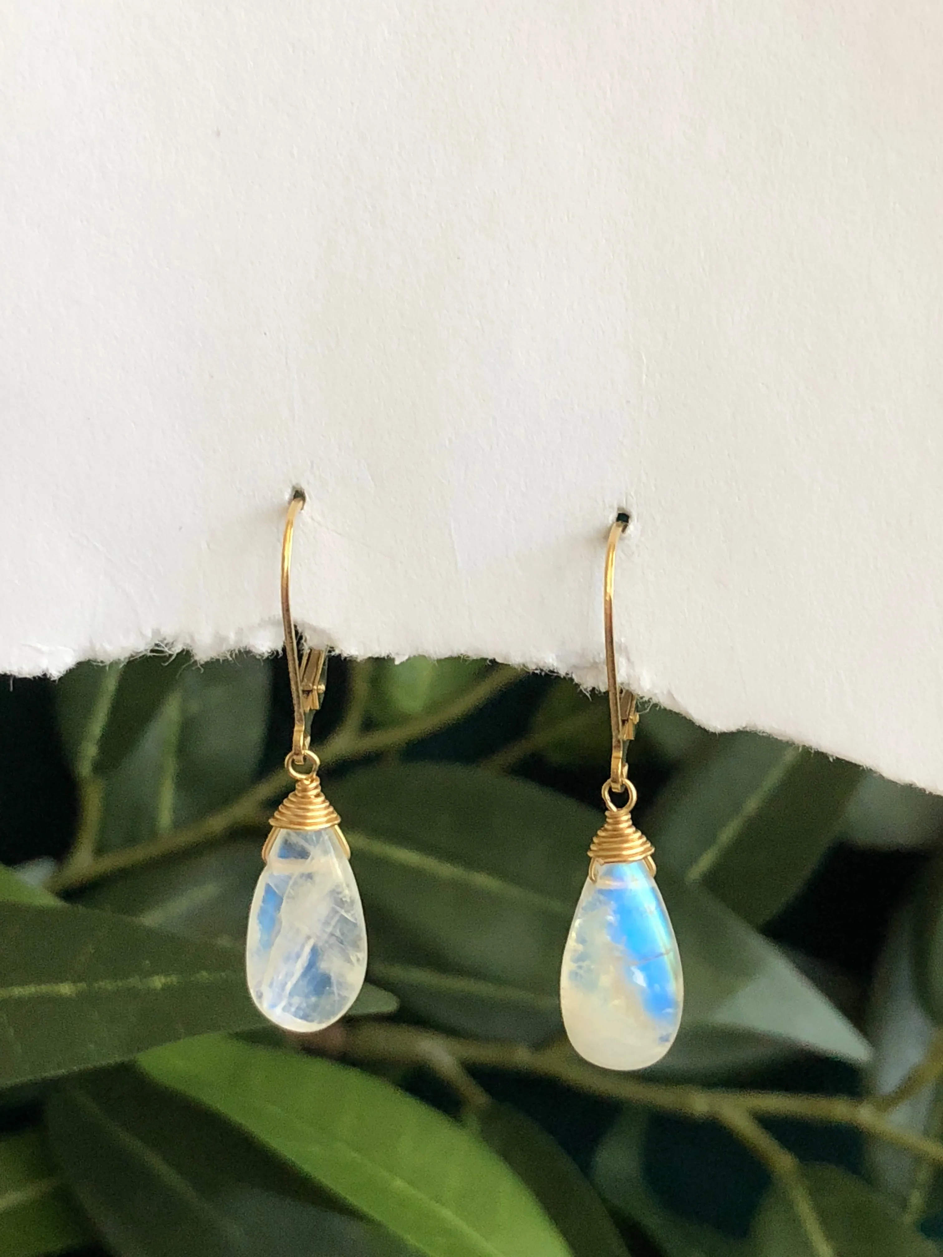 Moonstone small drop earrings