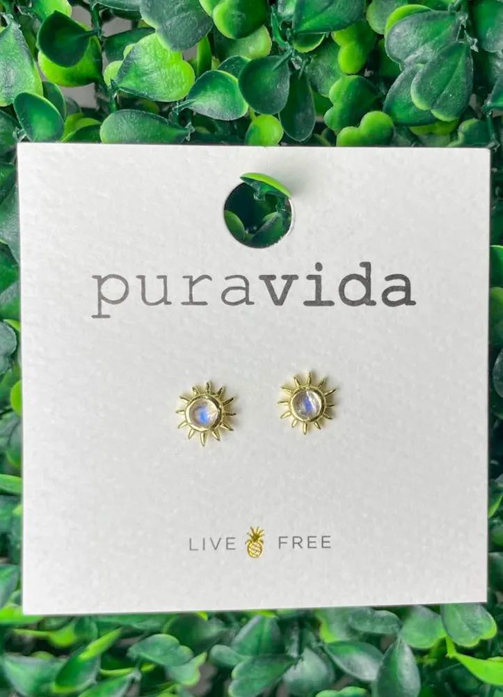 Moonstone Sunray Stud Earring by Pura Vida