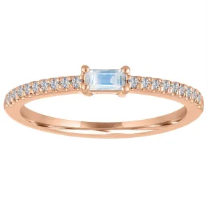 My Story "The Julia" Baguette Moonstone Diamond Ring