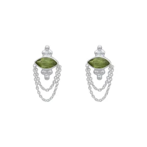 Natalia Sterling Silver Green Peridot Stud Earrings