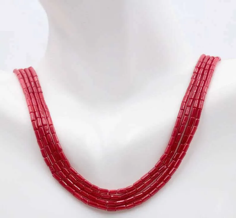 Natural Coral Beads Coral Necklace Italian Coral beads Red Coral Beads Antique Coral Beads Natural Coral Bead Necklace 7x3mm 16" SKU:113157