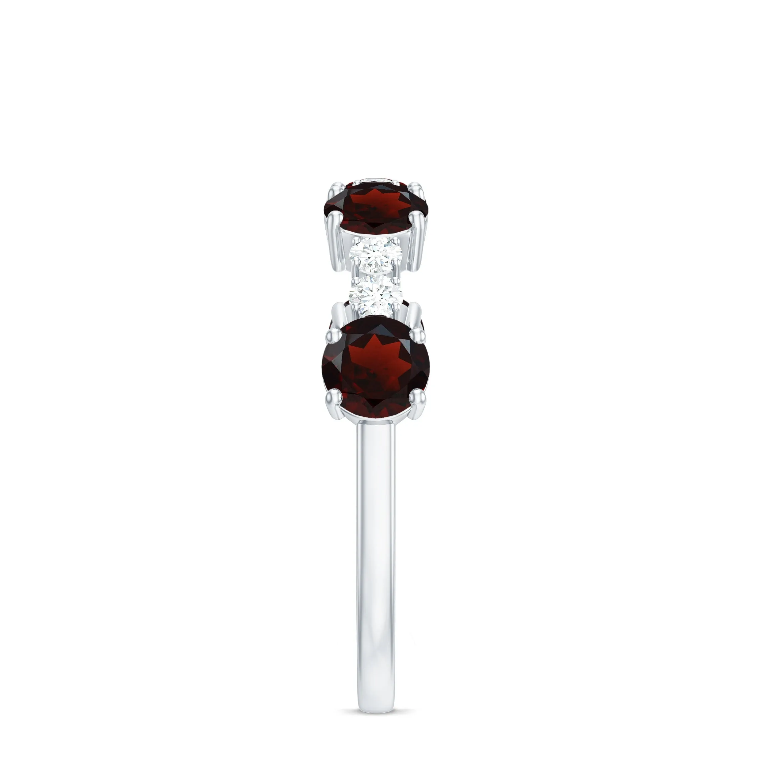 Natural Garnet and Diamond Half Eternity Ring