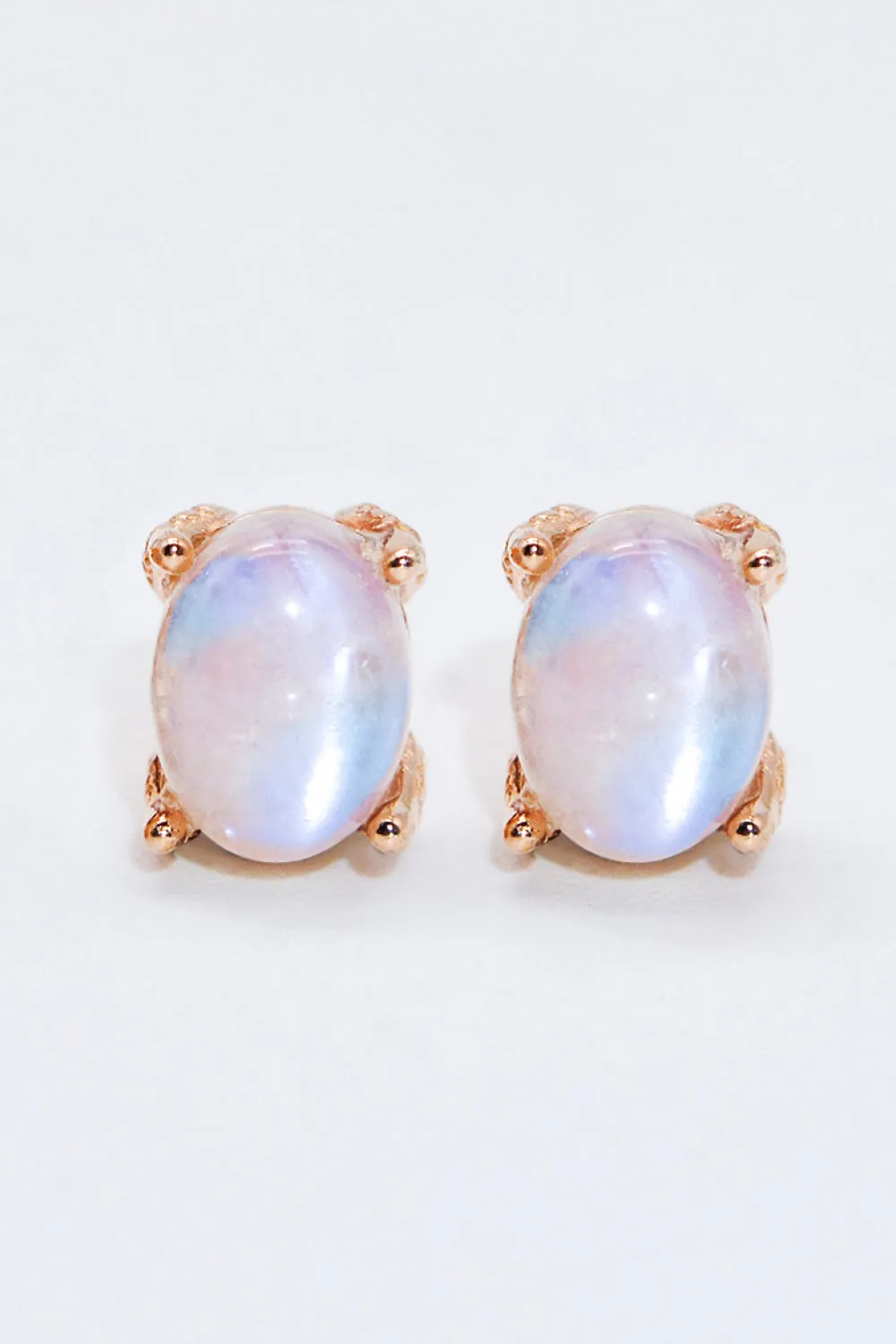 Natural Moonstone 4-Prong Stud Earrings