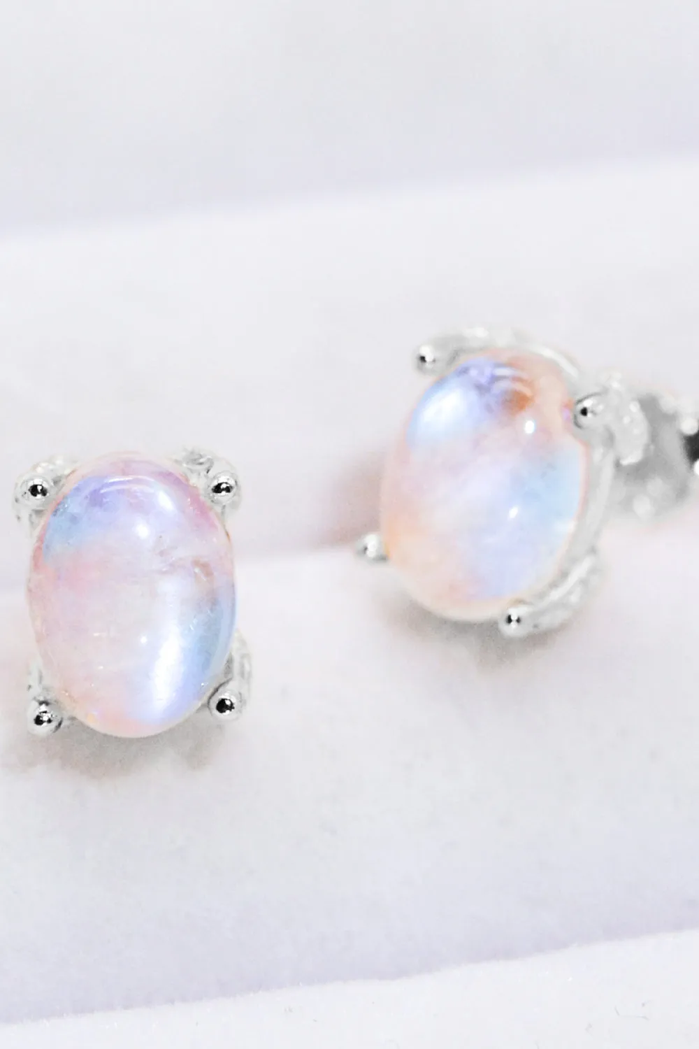 Natural Moonstone 4-Prong Stud Earrings